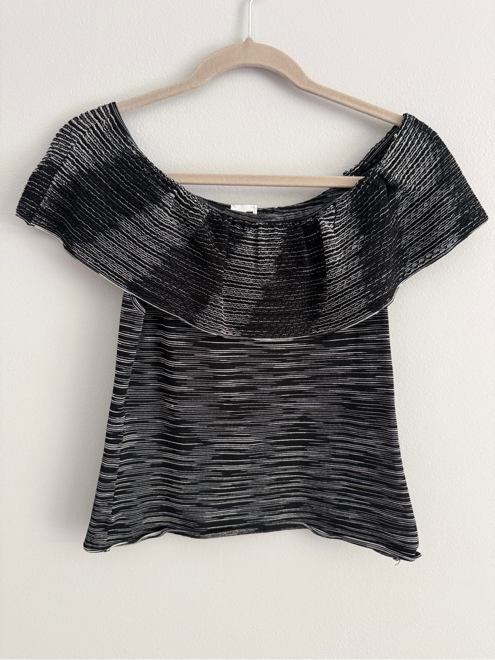M by Missoni Black & White Off-Shoulder Crop Top